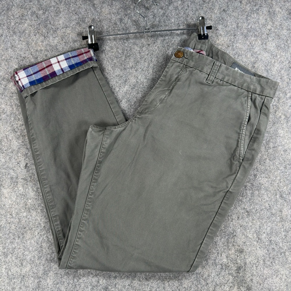 Bonobos Pants Mens 33x30 Green Flannel Lined Athletic Fit Chino Casual Winter